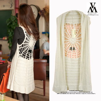 Women's women's crochet sweater medium-long autumn and winter sleeveless exquisite handmade sweater cape