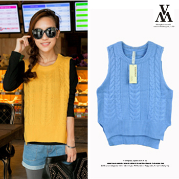 Women's women's elegant pullover twisted vest front and back sleeveless sweater