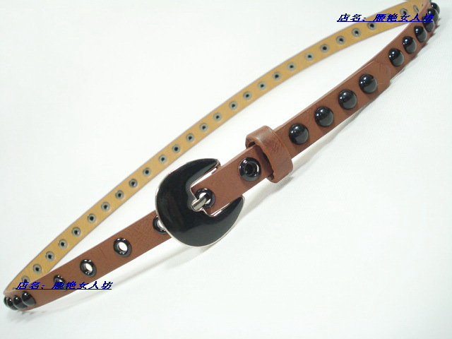 Women's women's thin belt black japanned leather mushroom punk rivet women's waist of trousers belt shorts strap