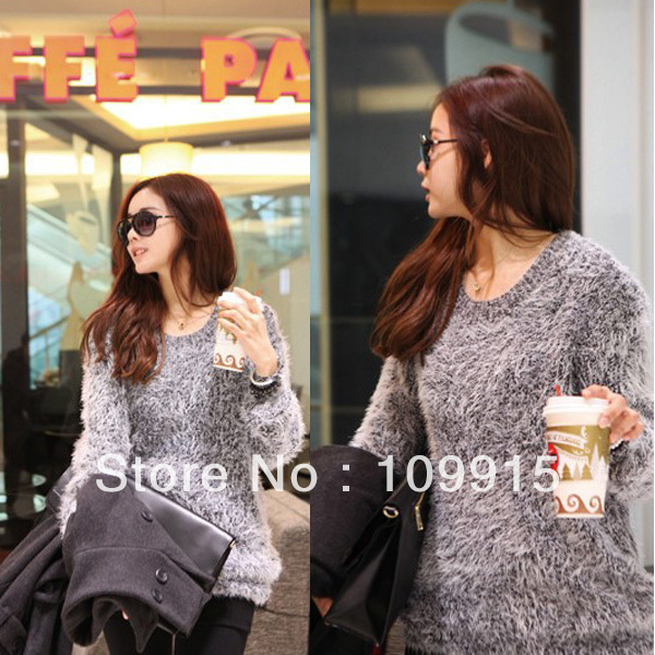 Women's Wool Blends Shirt Long Sleeves Knits Sweater Loose  Blouse One Shoulder HR468