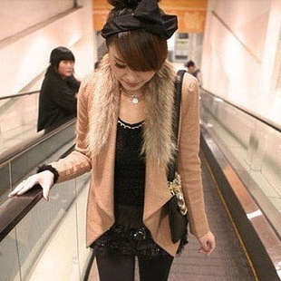 Women's woolen overcoat slim fur collar trench blazer wool coat outerwear female clothes