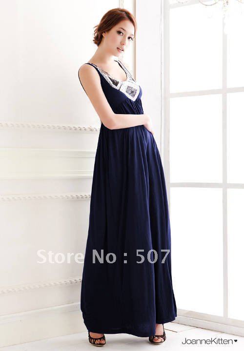 Women sequined backless big U-neck long gown, sexy dress.