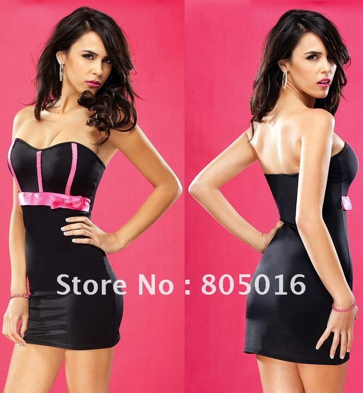 Women Sexy Bustier Strapless Mini Dress Corset Lingerie & G-string Free Shipping