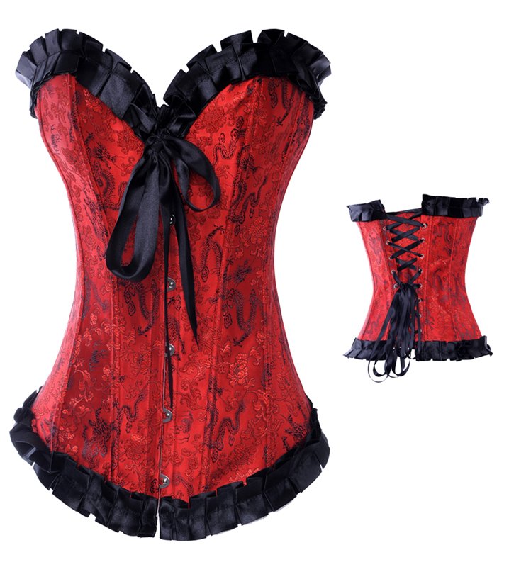 Women Sexy Corsets Sexy Lingerie Lace up steel corset  Bustier+G-Sring