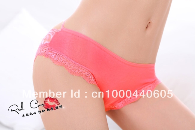 Women Sexy Lace Design Bamboo Fibre Cutout sexy Panty Female Low-waist transparent briefs