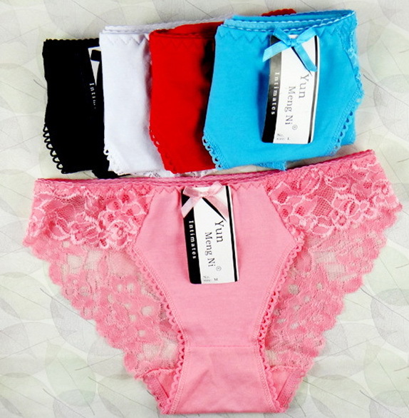 Women sexy lace panties bow underpanties fashion underwear 95%cotton briefs 6pcslot M,L,XL Wholesale & Retails free shipping