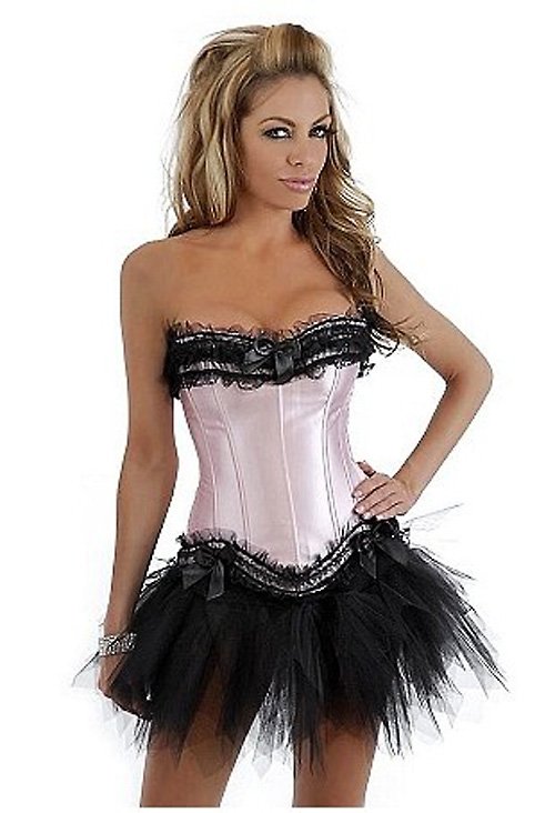 Women Sexy Lingerie Corsets Sexy Bustier Overbust Corset Corset+G-string Pink