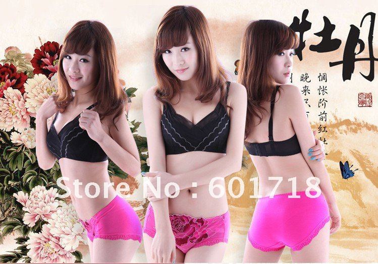 Women sexy underwear peony underwear comfortable undergarment bamboo fiber underwear modal underwear free shipping