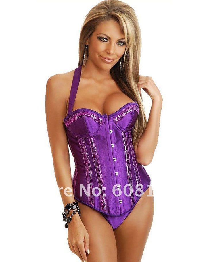 Women shaper  (bustier+g-string) purple  Sexy Lingerie corset Underwear 0869