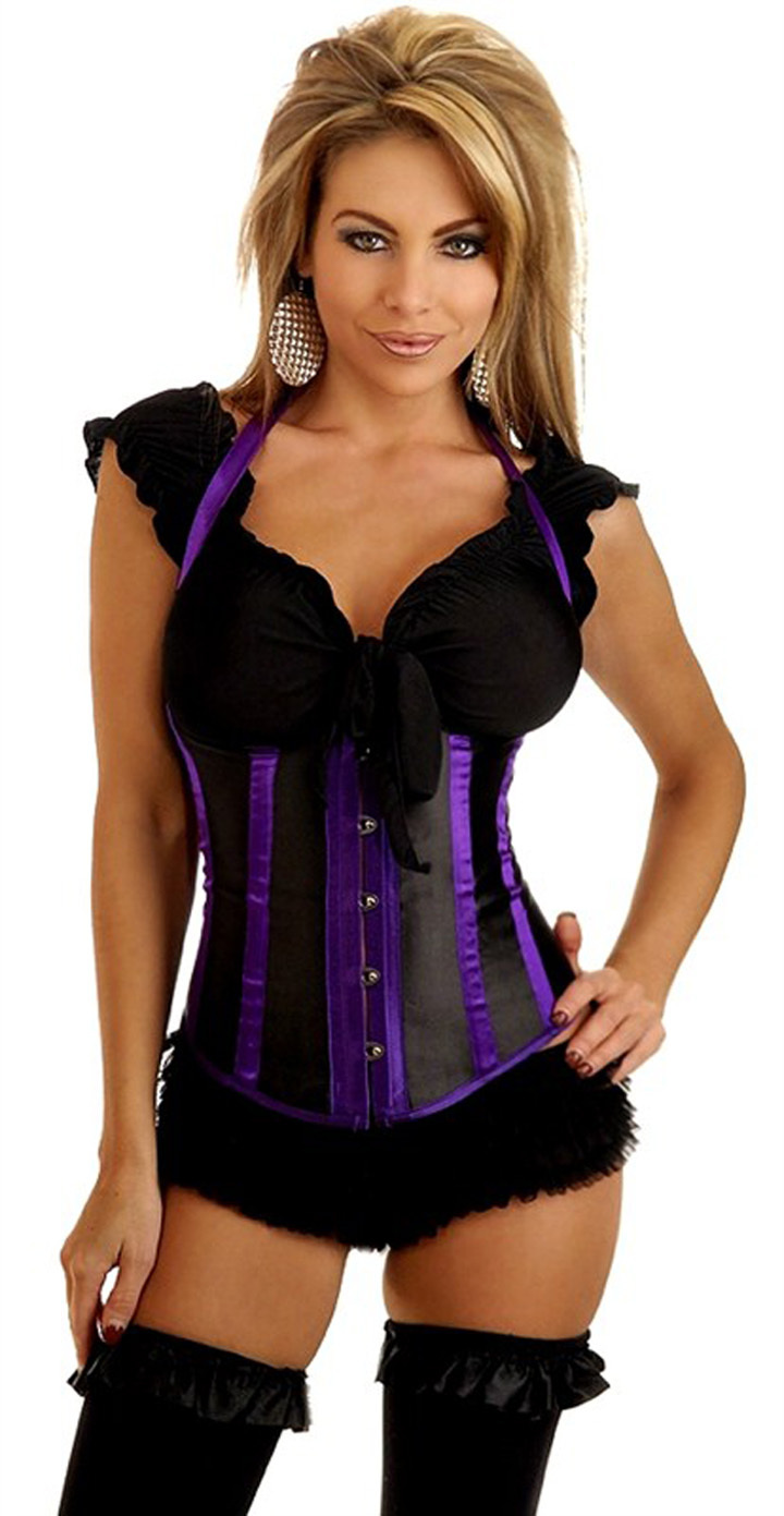 Women shaper corset (bust+g-string) Sexy Lingerie purple Satin wholesale and Retail   1934