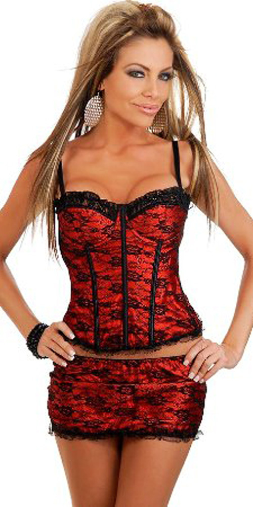 Women shaper Hot  red  Sexy Lingerie Corset  (Bust+ G-string ) 3233