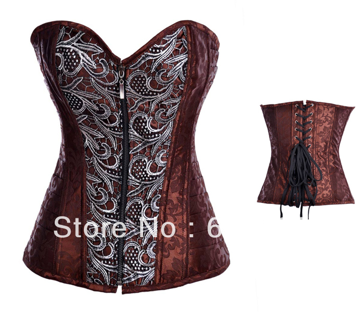 Women shaper satin steel bone Corset  Sexy Lingerie (bustier+underwear)   3372