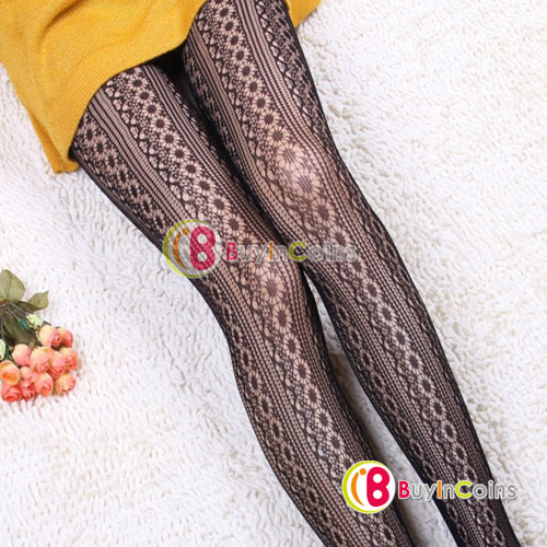 Women Soft Black Plum Flower Net Pattern Jacquard Tights Pantyhose Stockings [10793|01|01]