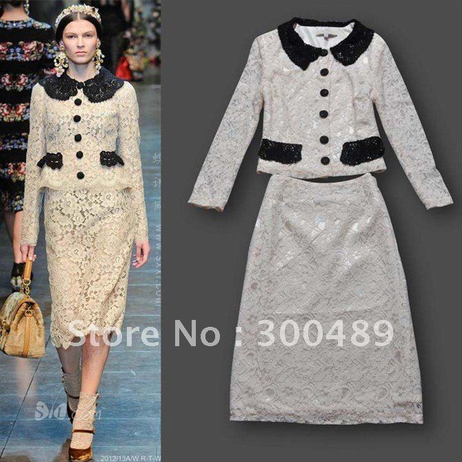 Women suits and skirts set Lace women business wear elegant