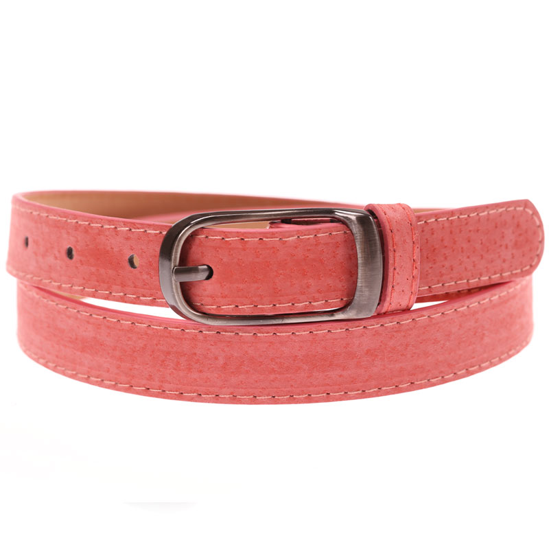 Women thin belt strap sweet candy color belt pigskin leather