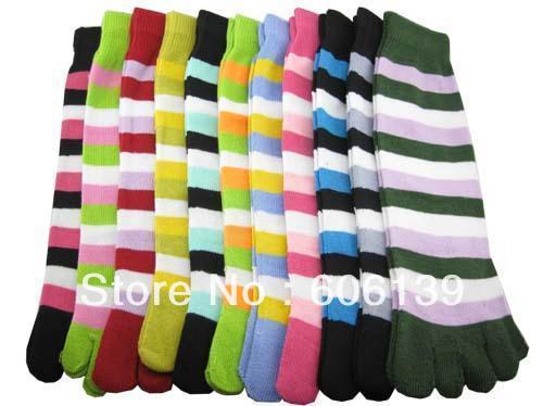 Women toe socks striped socks floor socks all-match socks none with socks 20 pair/lot free shipping  mixed order