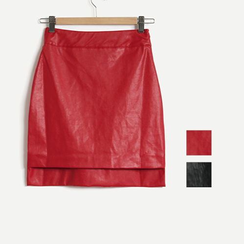 women  vintage  leather quality slim hip  a-line skirt red short skirt bust skirt free shipping