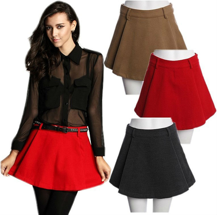 Women VTG Pinup High Waisted Slim Fit Pleated Flared Formal Skirt Skort Culottes Free Shipping Wholesale