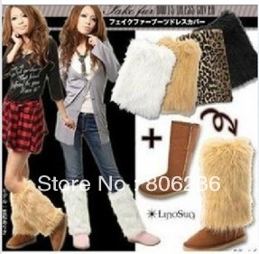 Women Winter Fur Leg Warmers Boots Warmer A2456