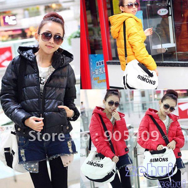 Women Winter Warm Outwear Hooded Thicken Down Jacket Casual Coat Zipper Stylish (HR363)