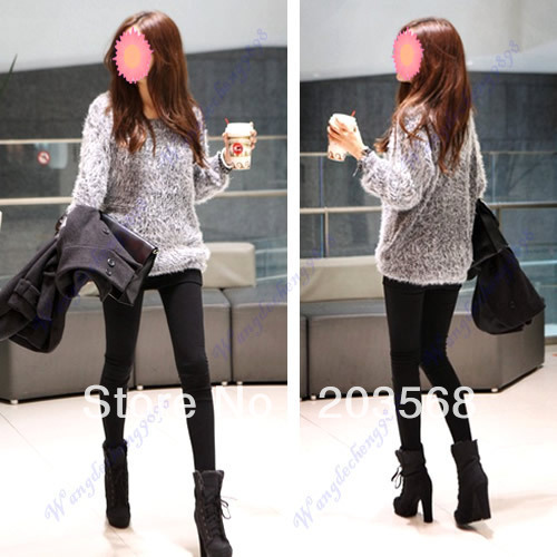 Womens 2013 Round Neck Long Sleeve Loose Casual Sweater Coat Blouse  Free Shipping