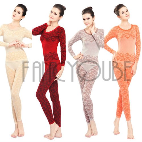 WOMENS 2Pc SETS V-NECK BODY UNDERWEAR THERMAL UNDERWEAR NBT1205