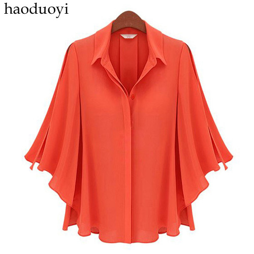 Womens blouse with flare sleve decoration for freeshipping