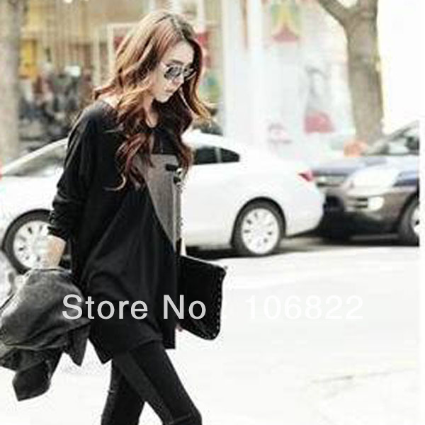 Womens Button Geometric Long Sleeve Casual Shirt Blouse Tops Middle Long T-Shirt CY0453