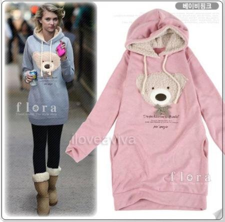 Womens Cartoon Printed High-collar Hoodie Sweater