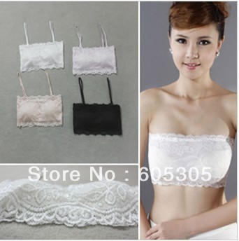 Womens dress Candy color all-match necessary Korean full lace half cup cute wrapped chest tube top Free Shipping