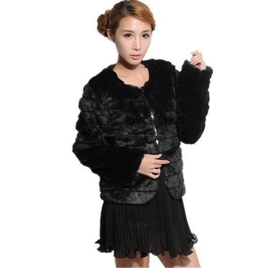 Womens Fashion Faux Fur Short Warm Coat Fur Outerwear For Spring Autumn Winter/O-Neck/Beige Black/Free shipping,C161