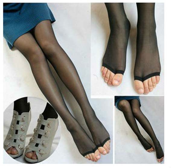 Womens Silk Stocking Sexy Tights pantyhose Lady dew toe tights Socks With Toes For Open Toe Shoes 12D Free Shipping