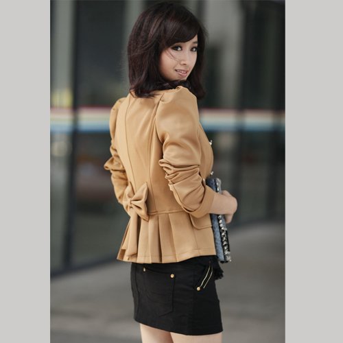 Womens Slim Business Double-breasted Puff Sleeve Suit Blazer Jacket Coat Outwear[040442]