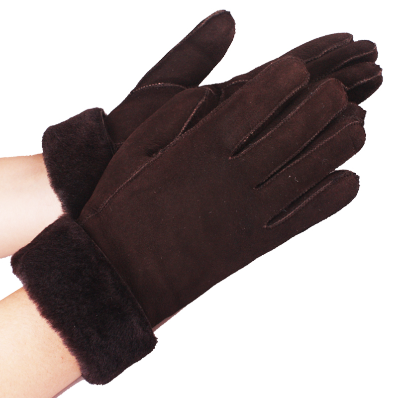 Wool and fur in one gloves genuine leather wool lovers motorcycle winter thermal gloves