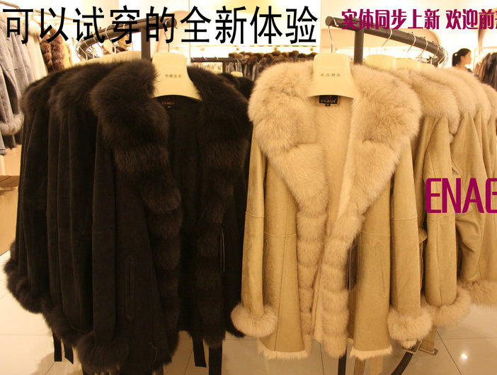 Wool and fur in one outerwear female fox fur coat 2011 autumn overcoat