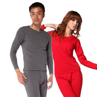 Wool bamboo thickening male women's thermal underwear set dl1191 dl2191