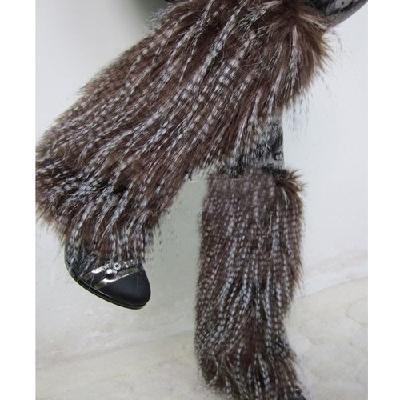 Wool-like fur boot covers / Leggings (coffee + white)