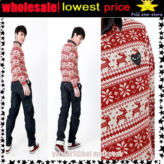 woolen round collar knitwear,weave sweater, women clothes, christmas men lovely deer long sweater (XL-005-5)