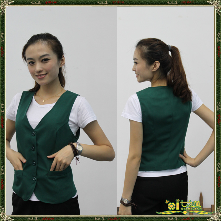 Work wear 1000908 blackish green female work wear vest