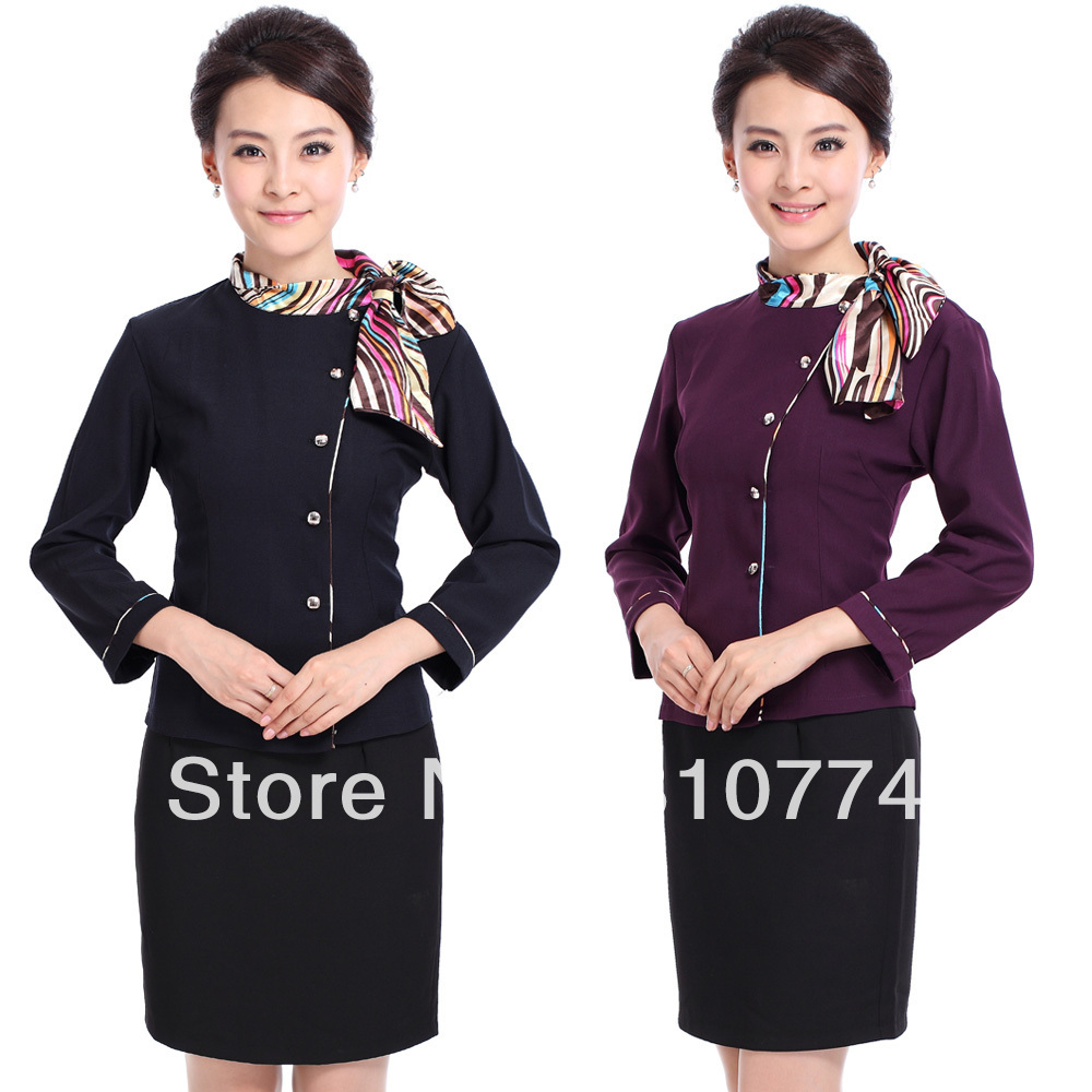 Work wear autumn and winter female flight attendants clothing front desk waiter uniform long-sleeve