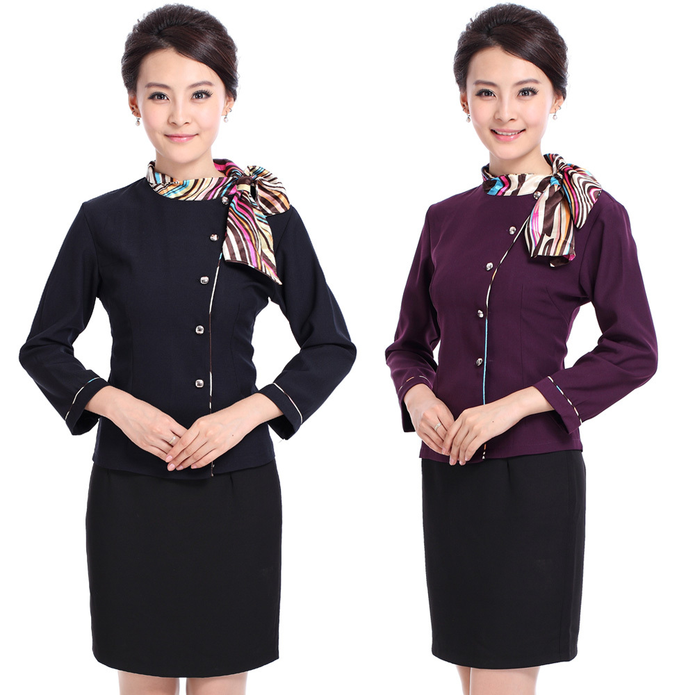 Work wear autumn and winter female flight attendants clothing front desk waiter uniform long-sleeve