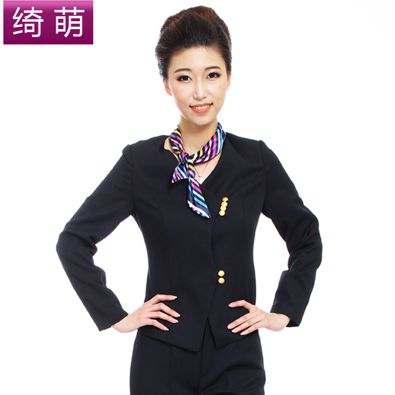 Work wear autumn and winter female flight attendants uniforms professional set work wear long-sleeve