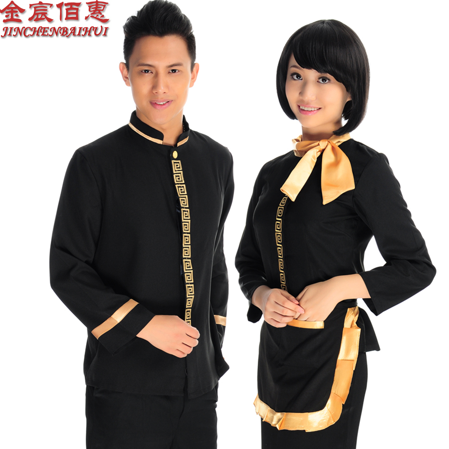 Work wear autumn and winter restaurant uniforms long-sleeve clothes c645