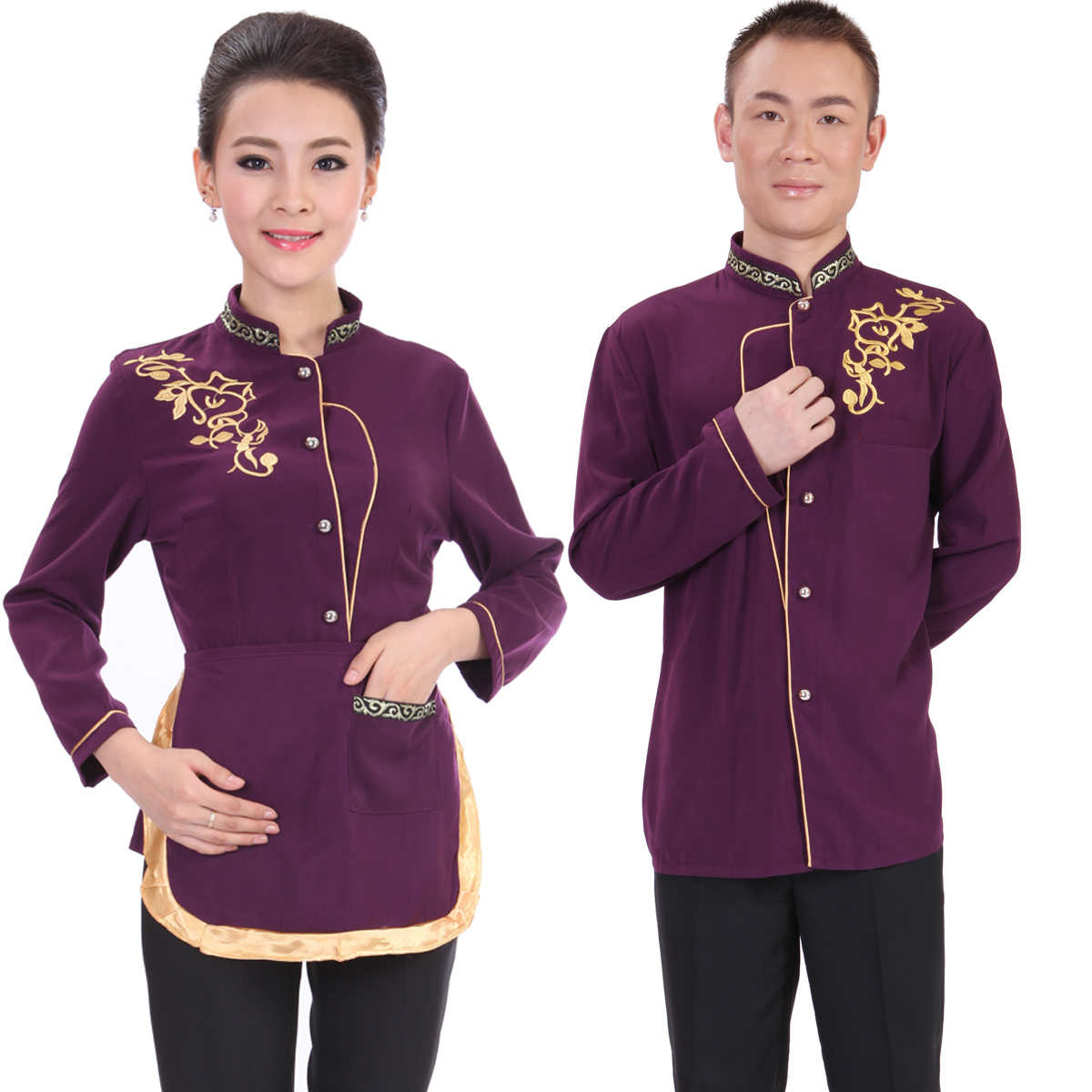 Work wear autumn and winter restaurant uniforms long-sleeve service staff clothes