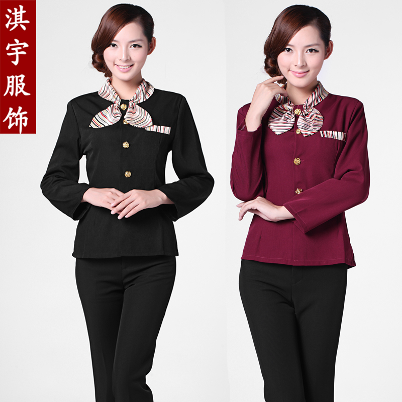 Work wear autumn and winter work wear long-sleeve front desk waiter clothes