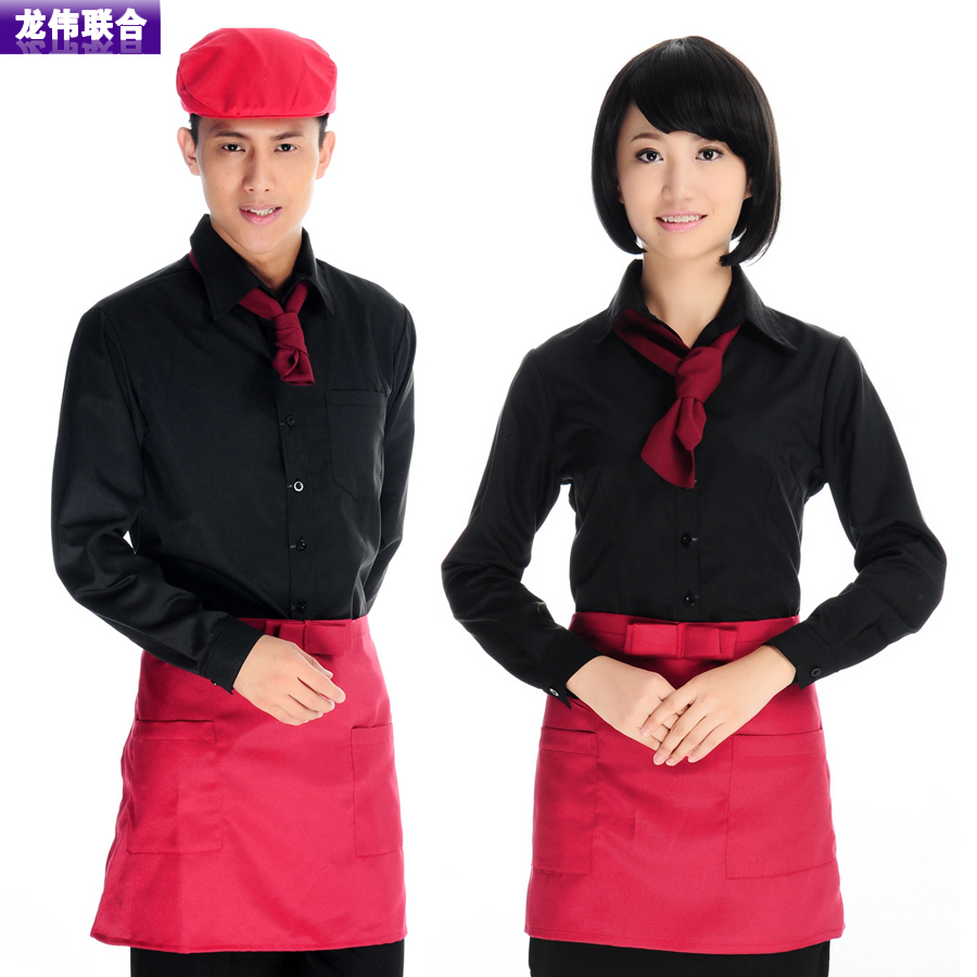 Work wear long-sleeve waiter uniform autumn and winter clothes