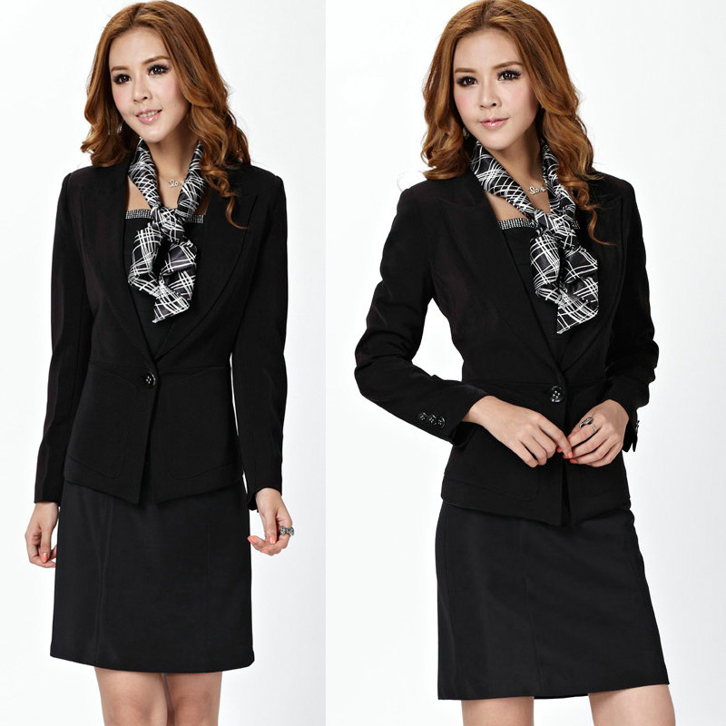 Work wear set skirt women outerwear suit formal slim fashion one-piece dress skirt long-sleeve set