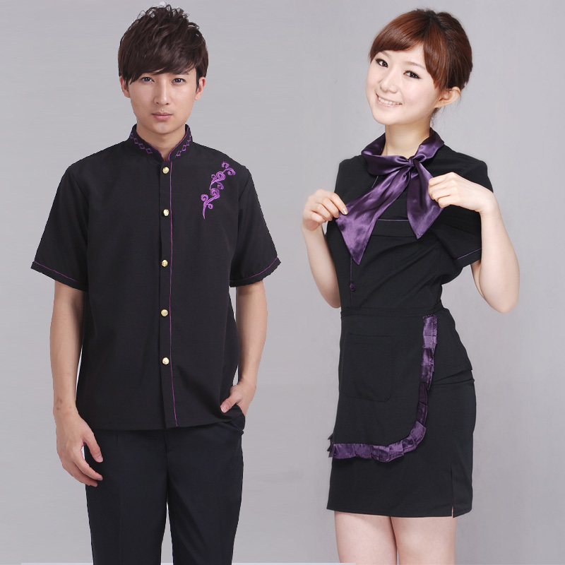 Work wear short-sleeve work wear summer female male restaurant uniforms