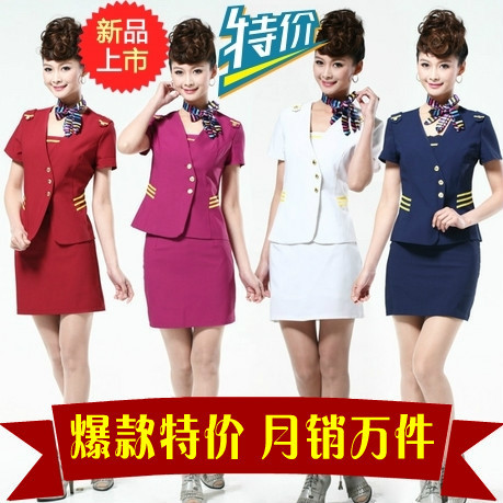 Work wear summer female front desk stewardess uniforms professional set ktv short-sleeve clothes