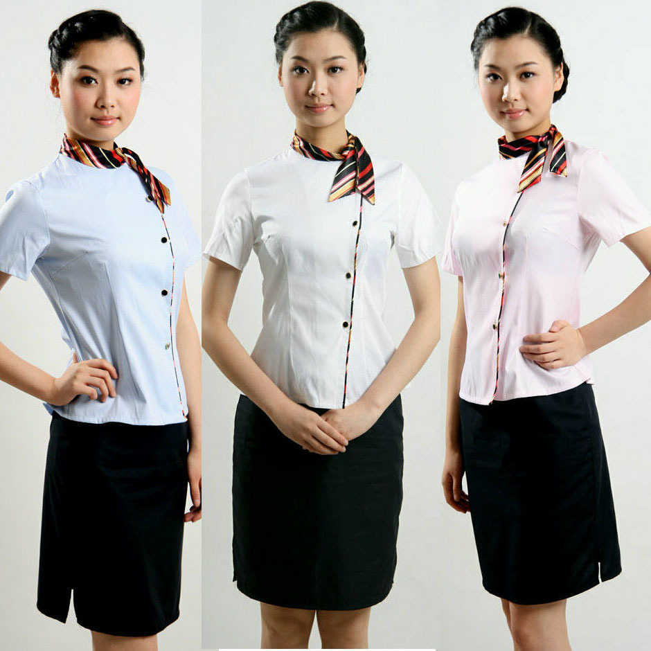 Work wear summer female short-sleeve waiter clothes stewardess uniforms set front desk